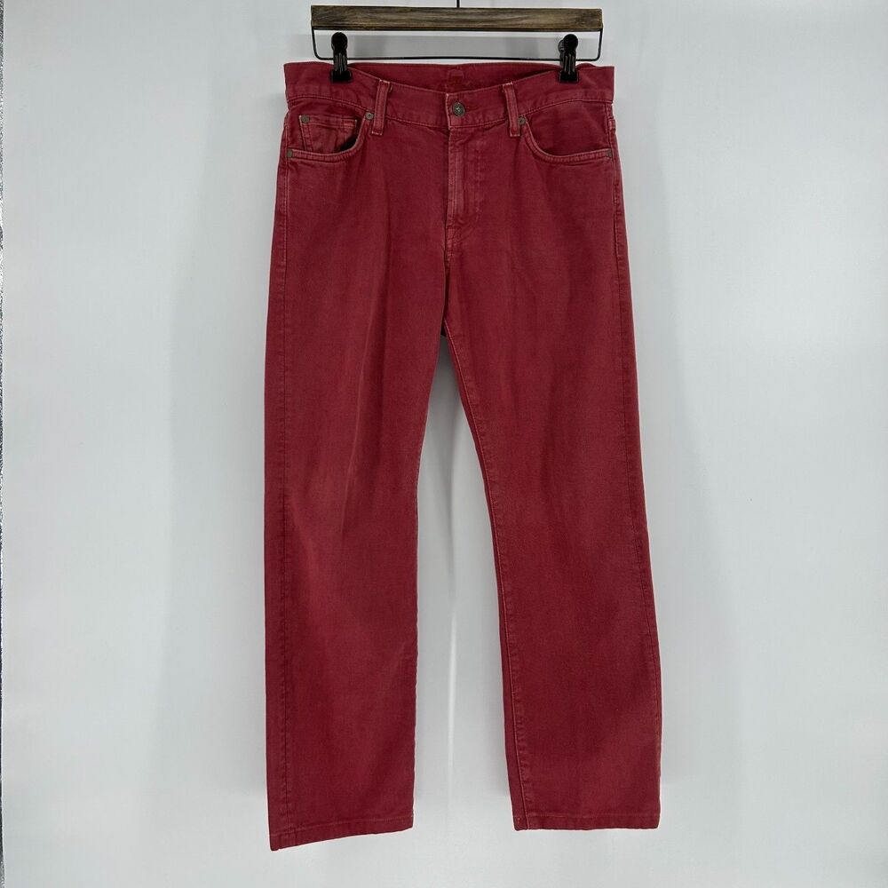7 For All Mankind Slimmy Jeans Women's 30 Red Burgundy Slim Straight Soft Pant